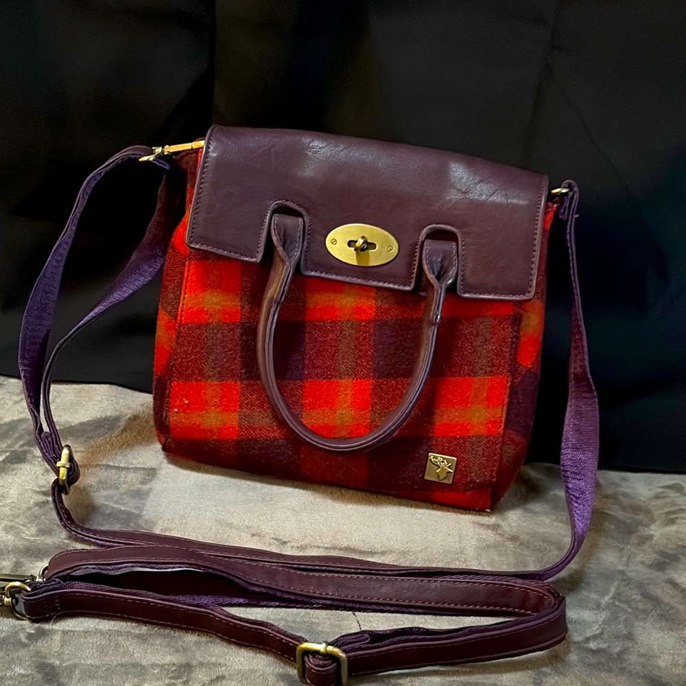 Plaid Red and Purple Handbag